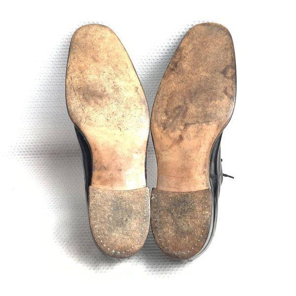 70s 80s Vintage Wallis Size 8 27.0cm All Leather Cap Toe Straight Tip Black(USED)