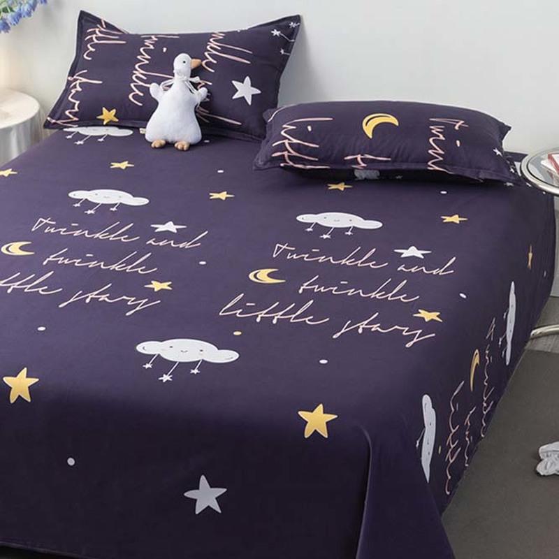 Flat Sheets Brushed Four Seasons Washed Cotton Breathable Bedding Mechanical Wash Simple Bedroom Skin-friendly Cartoon Sheet New