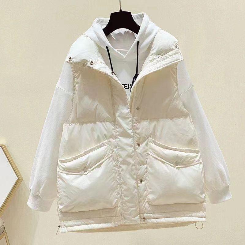 

Повседневная Мода Все-сочетаемый Пуховый Хлопковый Жилет Женский Свободный Большого Размера Утепленный Женский Жилет S белый