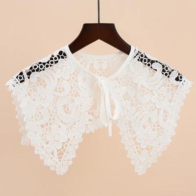 Damenhemd Abnehmbare Puppe Falscher Kragen Stickerei Schulterwickel Aushöhlen Blumenspitze Frau Falscher Kragen Schal Accessoires
