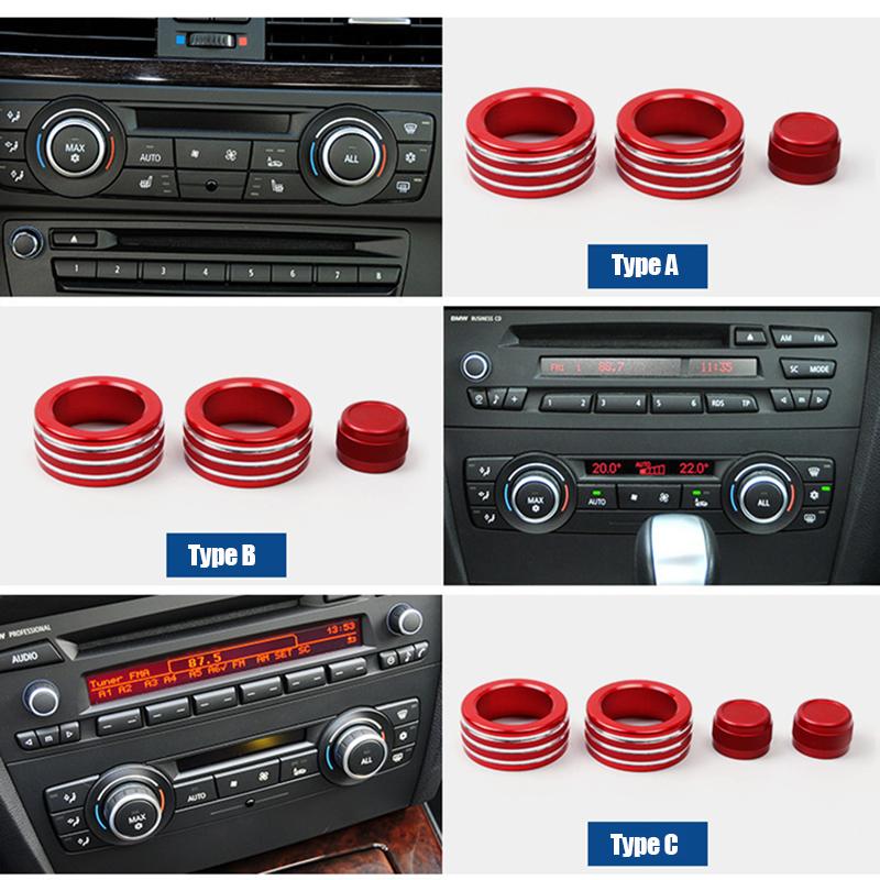 Für BMW 3er-Serie 2005–2013 E90 E91 E92 E93 320i 325i Auto-Klimaanlagen-Soundknopf-Abdeckung Innendekoration 3/4-tlg.