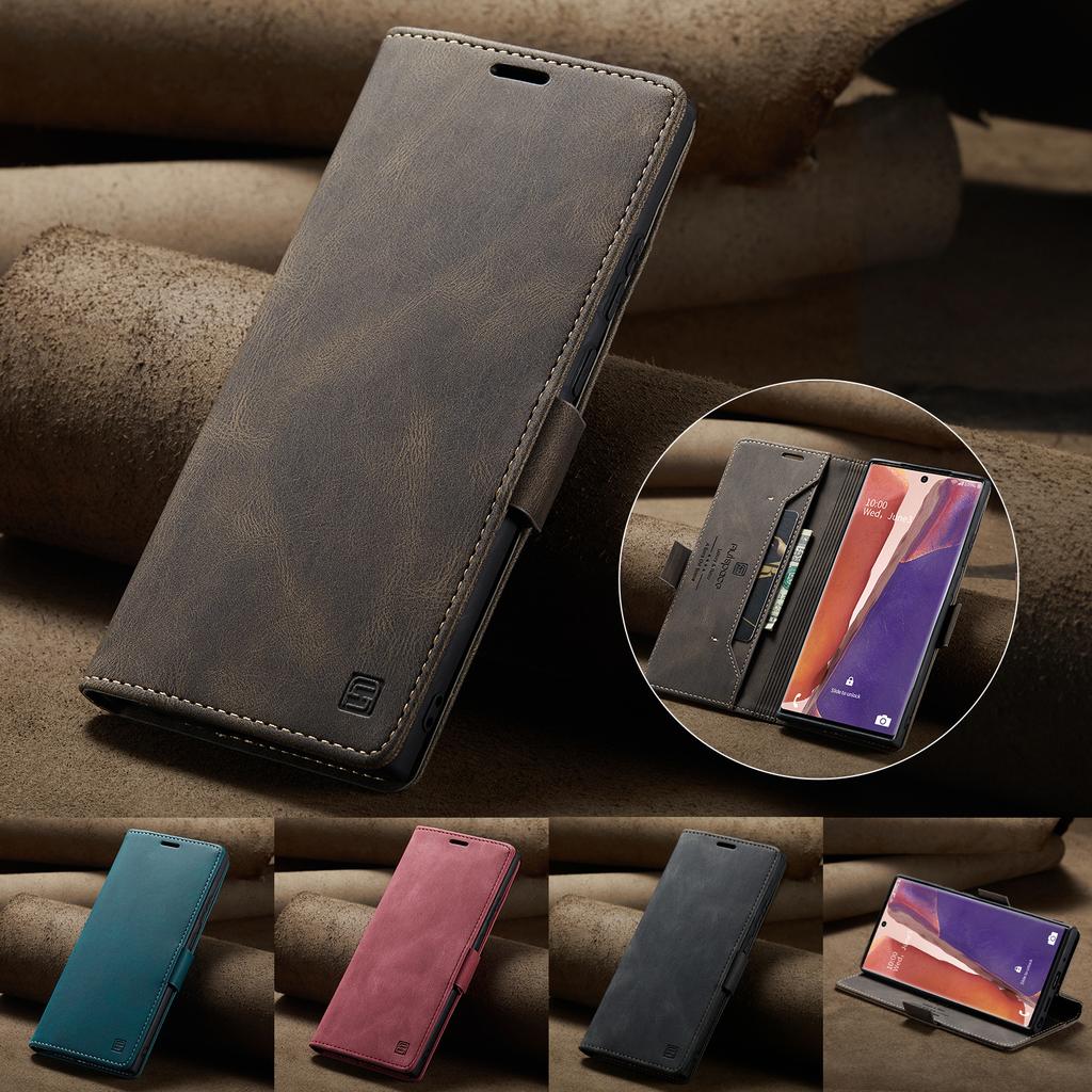Für Samsung Galaxy Note20 Brieftasche Hülle AUTSPACE A01 Leder Ständerhülle mit RFID-blockierendem Kartenhalter