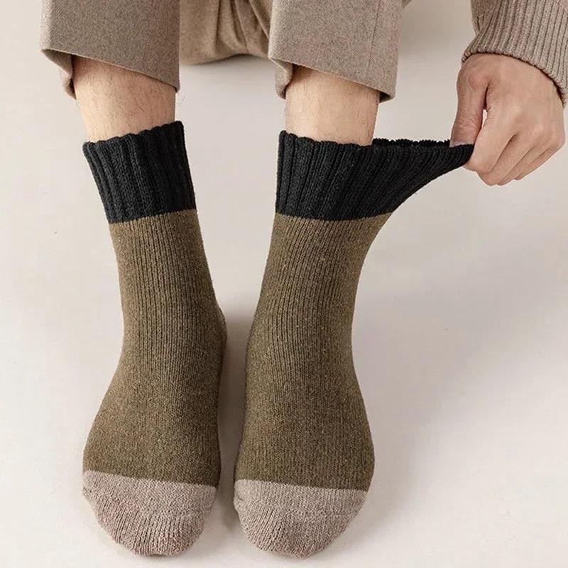 5Pairs/Lot Winter Warm Men's Woman Socks Super Thick Wool Solid Socks Merino Wool  Keep Warm Cold Resistant Snow Socks EU38-46