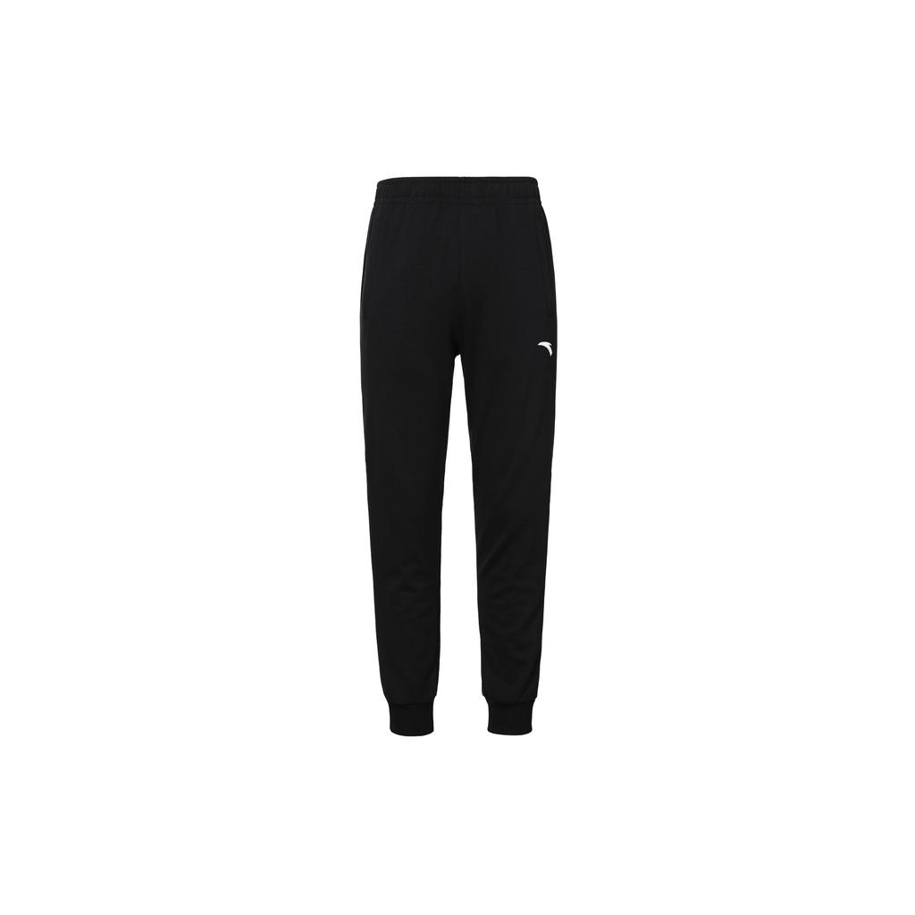Anta Solid Color Elastic Waistband With Logo Print Joggers Men Bottoms Black 152237339-1