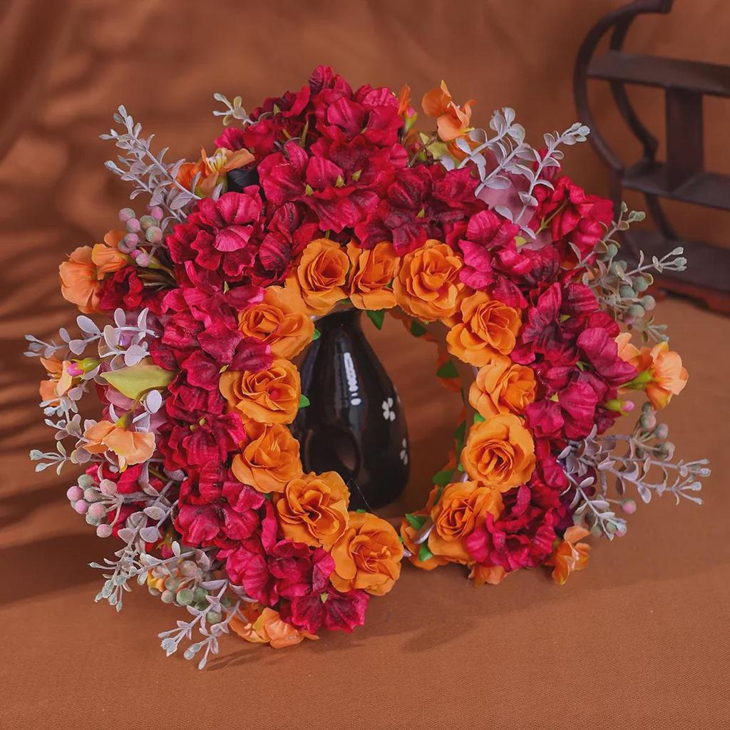 Quanzhou Hanfu Silk Flower Hairpin Headband - Dark Series Floral Crown