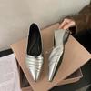 Fashion Spring New Single Shoes Women Fashion Pointed Head Shallow Mouth Fold Soft Sole Anti-slip Wear-resistant Low Heel Shoes