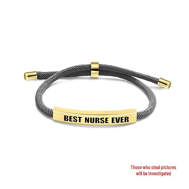 Multi-Color Engraved Stainless Steel Rope Bracelet: Nurse's Day Commemorative Christmas Gift