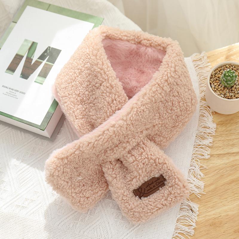 Autumn and winter imitation Rex rabbit hair cross scarf women's fashion versatile double-sided warm lamb wool scarf neck cover