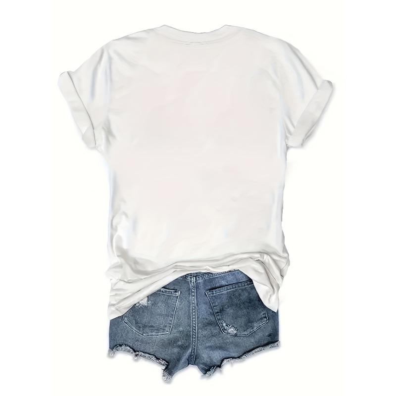 European size Paris Letter Print T-shirt, Short Sleeve Crew Neck Casual Top For Summer & Spring, Women's Clothing