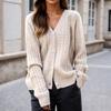 Women's 2025 Autumn/Winter V-Neck Cable Knit Cardigan Sweater Coat