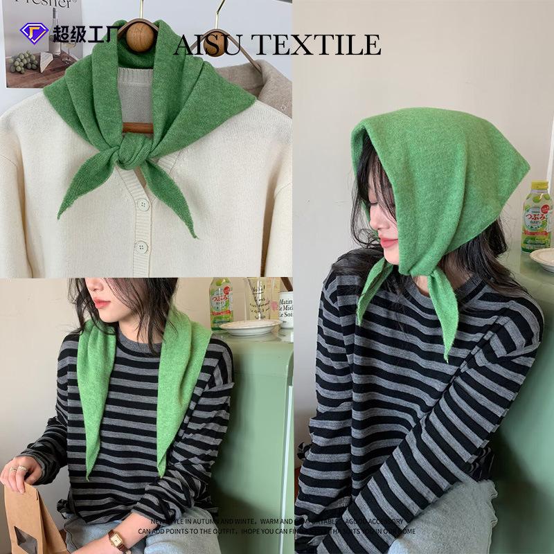 Solid color multi-functional knitted scarf autumn and winter triangle scarf headscarf thermal shawl knitted scarf face scarf