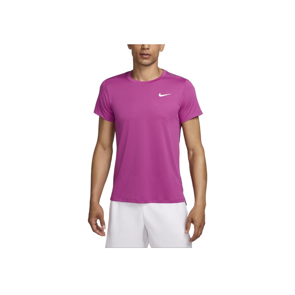 Nike Court Slam Dri-Fit Tennis Top Round Neck Breathable Short Sleeve T-Shirt Men Tops Hot-Purple White FQ2018-518