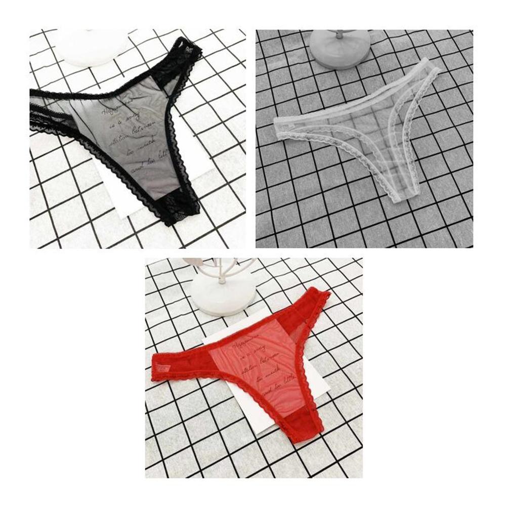 1PCS Transparent Ultra Thin Sexy Thong Women Lace G String Panty Low Waist Ruffles Underwear