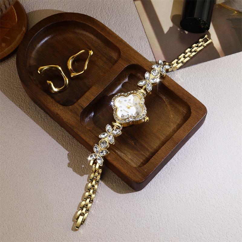 Fashion Clover Bracelet Quartz Watch Women's Colorful Gemstone Full Diamond Watch