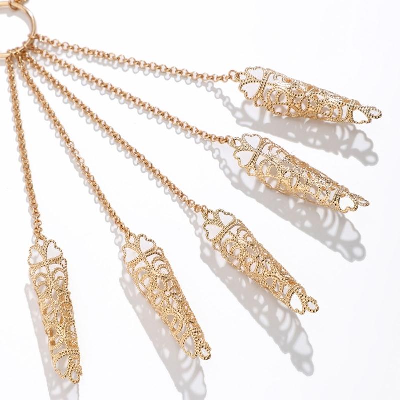 Ancient Queen Bracelet with Finger Nails Tip Claw Rings Belly Dance Hand Chain Jewelry Chain Finger Rings Bracelet Women