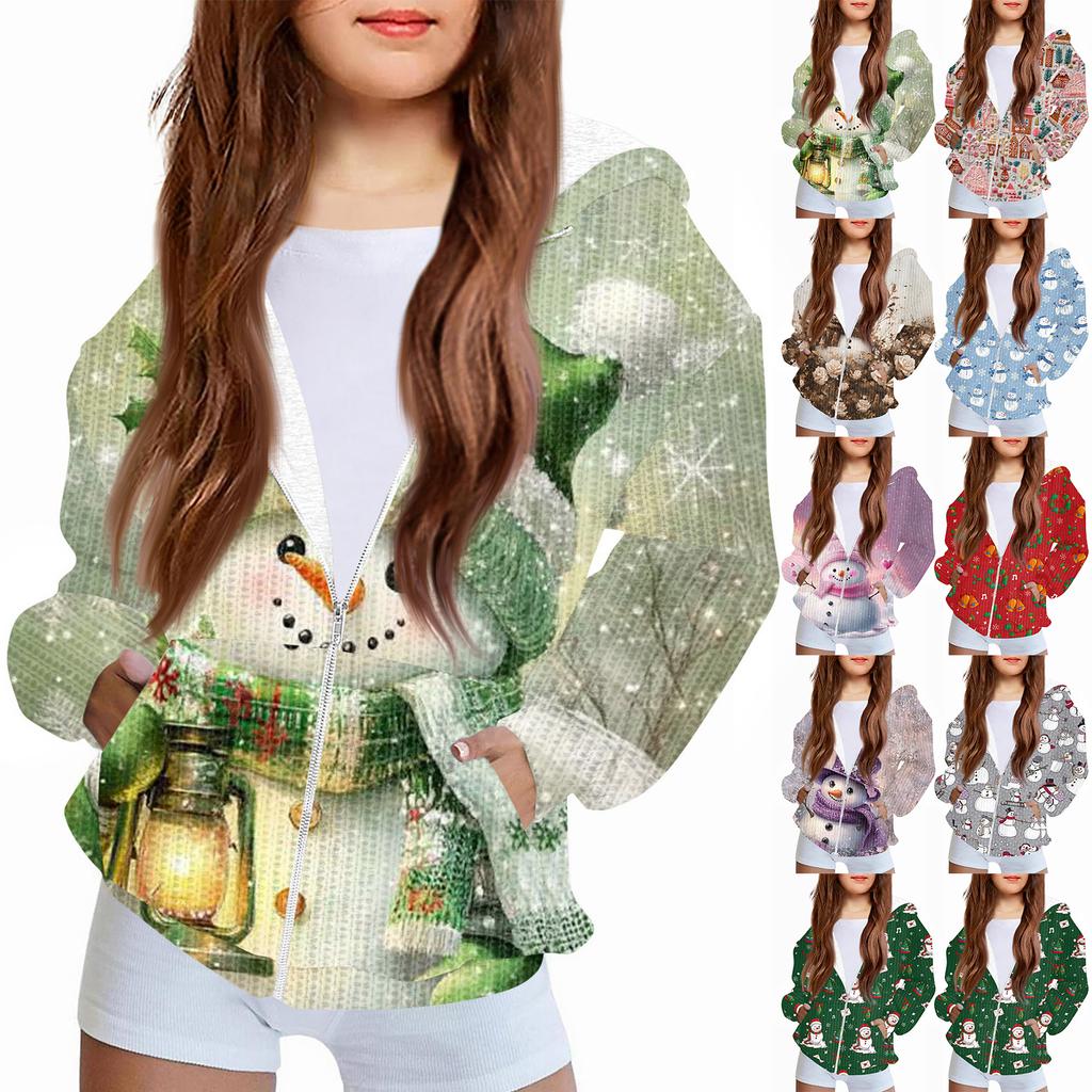 Children Girls And Boys Fashion Jacket Casual Printed Long-sleeved Hooded Cardigan Sweatshirts