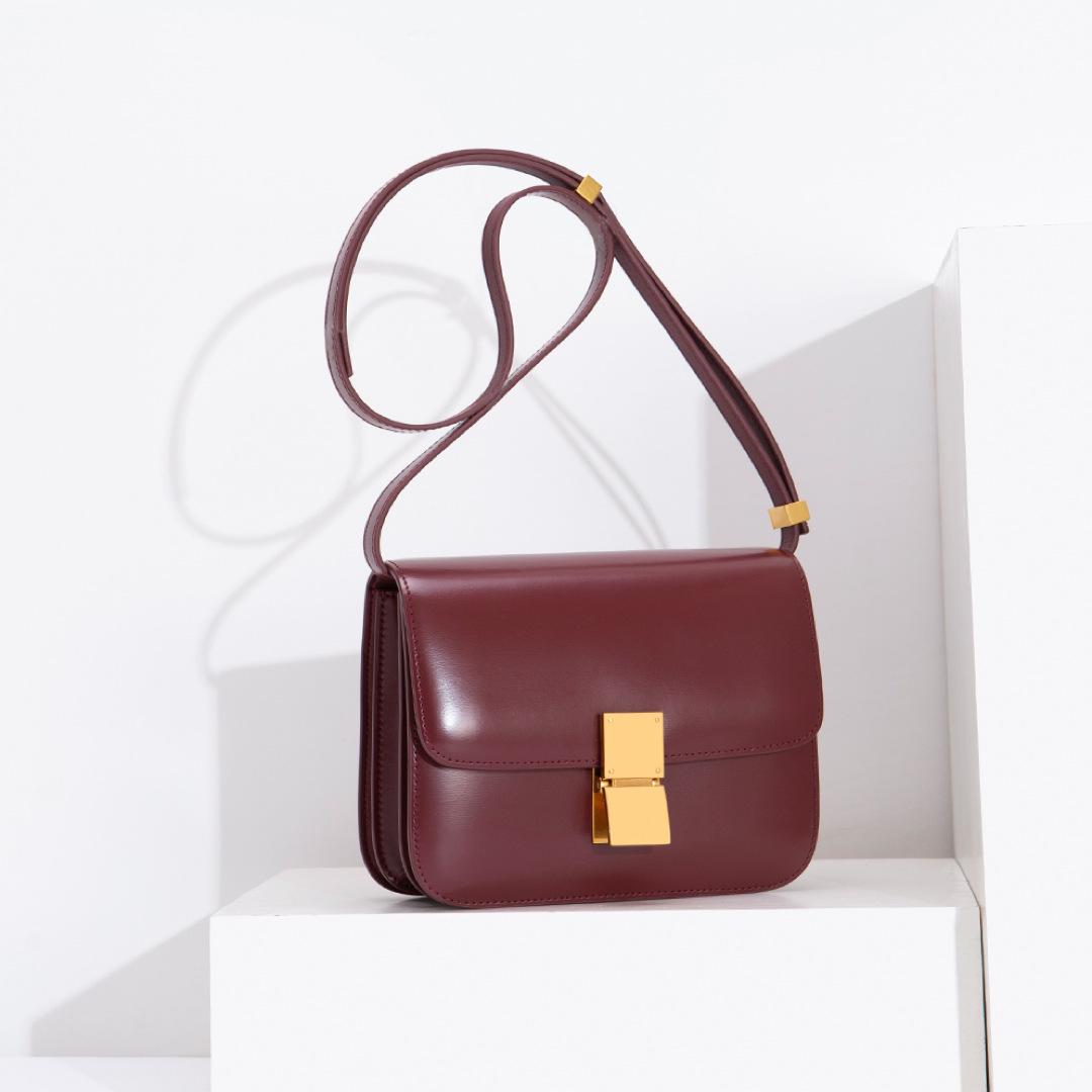 

Женская сумка из кожи тофу ручной работы осень/зима 2022 года — маленькая сумка-мессенджер в стиле ретро для свадеб и стюардесс Large 23/8/17 вино красного