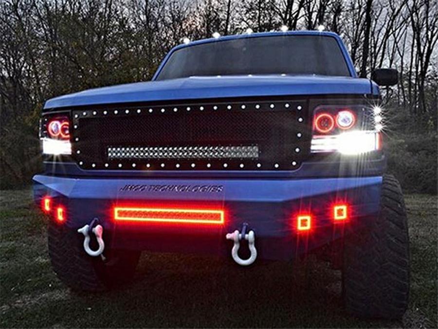 Pair 3x3inch 24W Spot Cube Pods Led Work Light Bar with RGB Angel Eyes