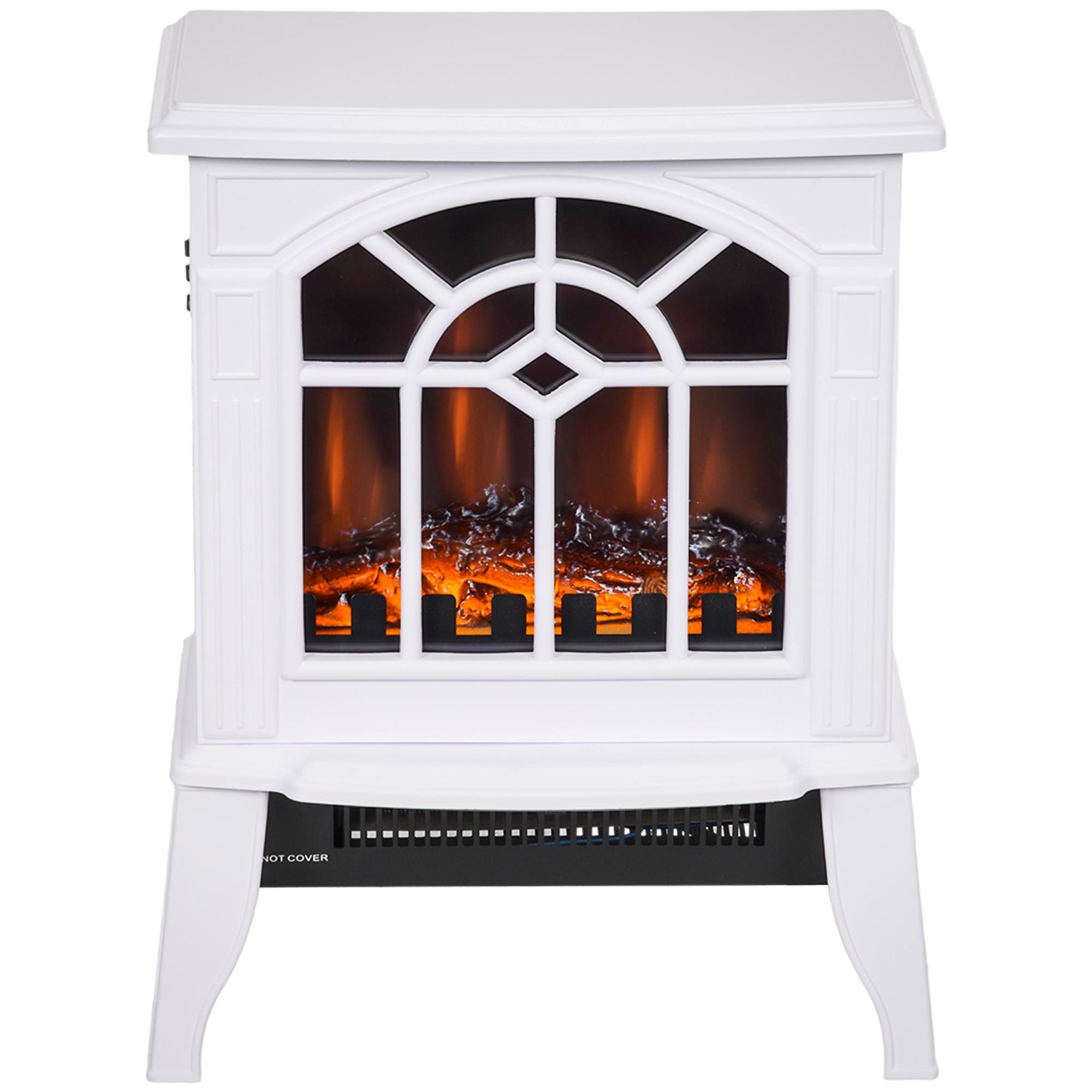 Cheminée décorative 1000 W 2000 W Avec température réglable Flammes LED Pour 15 20 m² 36,5x24x46 cm Blanc