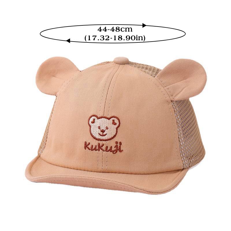 Cute Bear Baby Baseball Cap Breathable Mesh Thin Infant Boy Girl Peaked Cap Summer Soft Brim Cotton Toddler Snapback Sun Hats