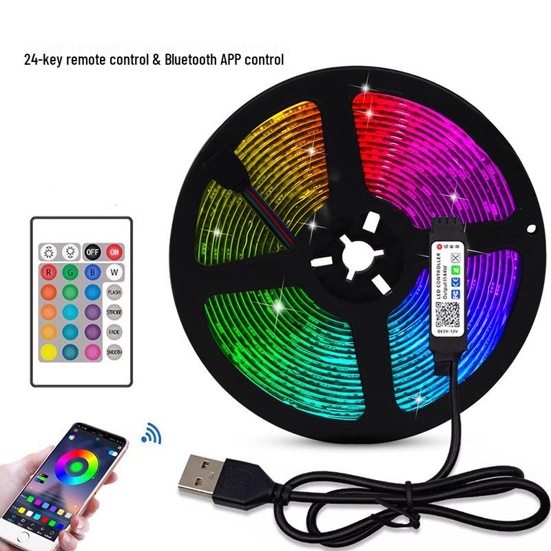5V RGB LED Strip Lights with Remote & Bluetooth Music Sync for TV Background