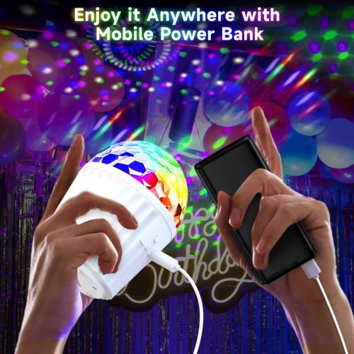 Mini Disco Ball Light - Sound-Activated RGB Strobe Party Lighting with Remote Control and USB Power Supply for Home Dance, Karaoke, Birthday Parties,