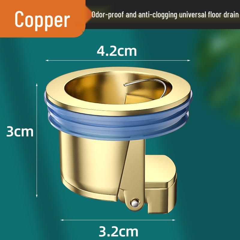 

All-Copper Bathroom Drain Deodorizer & Insect-Proof Cover