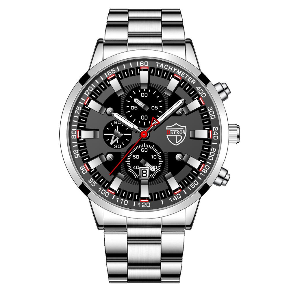 Stainless Steel Strap Watch Men'S Fashion Luminous Calendar Automatic Quartz Watch