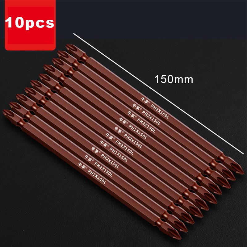 50mm-150mm Magnetic Impact Double Head Cross Screw Drill Bit Set Handheld Screw Disassembly and Assembly Power Tool 10 Piece Set