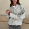 Women's Crew Neck Long Sleeve Cardigan Regular Fit Casual Zip Knit Sweater Solid Color Outerwear