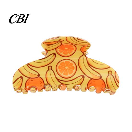 Fruit Print Hair Claw Back Head Shark Clip, Summer Claw, Large Size Shower Clip for Thick Buns And Half-Ties