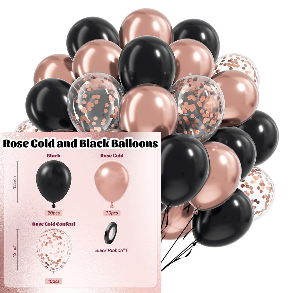 12inch 60pcs multi-color latex balloon set with confetti, suitable for weddings, birthdays, pop parties, bridal showers