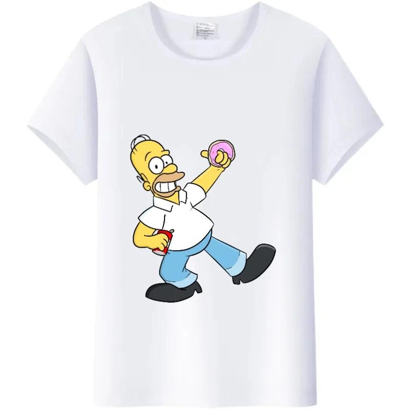 Casual Disney Cartoon Simpson Harajuku T-shirt Summer Blouses Ladies Men White Tees Tops Short Sleeve Blouses Women 90S Tshirt