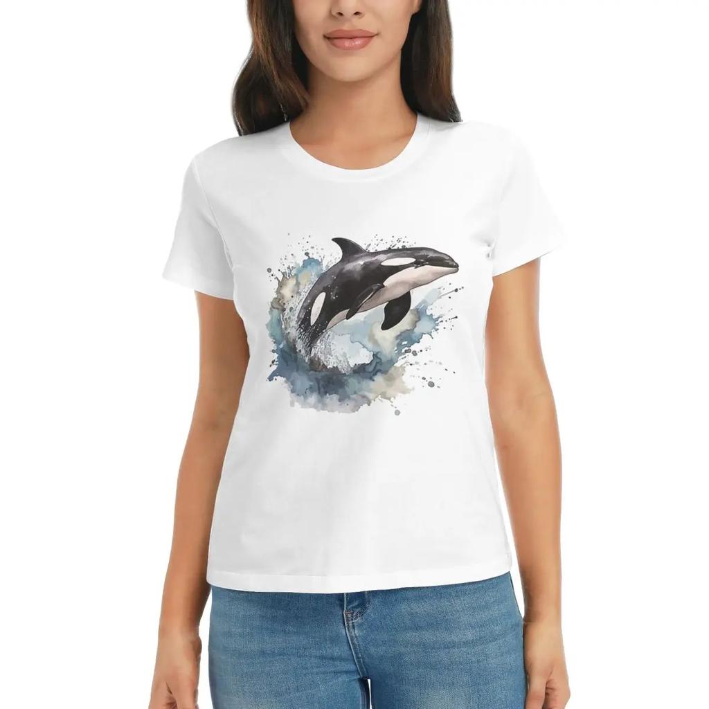Women TShirt Orca Aquatic Sea Ocean Killer Whale Summer Short Sleeve Tees ONeck Cotton T Shirts Clothes Tops Streetwear