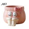 Unique Birthday Gifts for Girls Cute Cartoon Girl Pen Holder, Resin Makeup Brush Decorative Desktop Creative Stationery Holder Organizer with