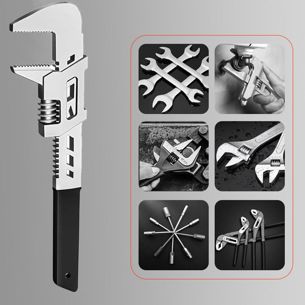 1pc10inch F-type Wrench Adjustable Spanner Pipe Wide Jaw Opening Spanner F Type Wrench Movable Spanners Repair Tools Live Wrench