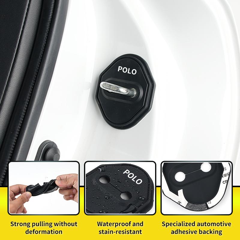 BAG1 4-Piece Set of Universal Wear-Resistant Silicone Car Door Lock Covers For VW Polo Tiguan T5 Passat Jetta Scirocco Sagitar Touran