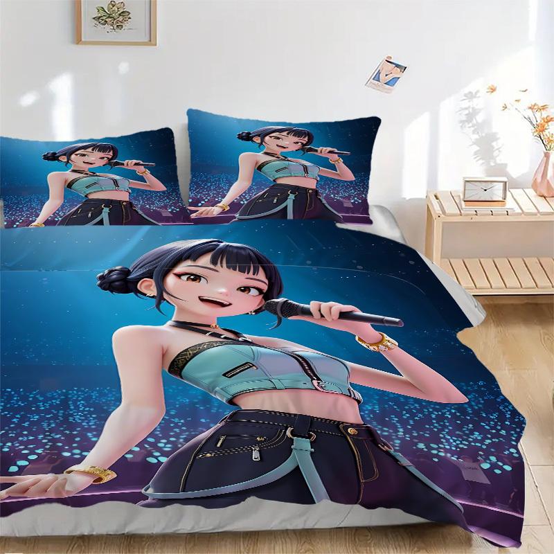 

3pcs Huntrix, K-pop Bedding Set: Perfect for Bedroom or Guest Room. Soft and Comfortable with No Core Included yy251010182 135x200cm