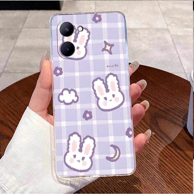 For Realme C33 4G Case RMX3624 Soft Clear Silicone Luxury Cute Love Rabbit Funny Pattern Casing For Realme C33 Back Cover Bumper