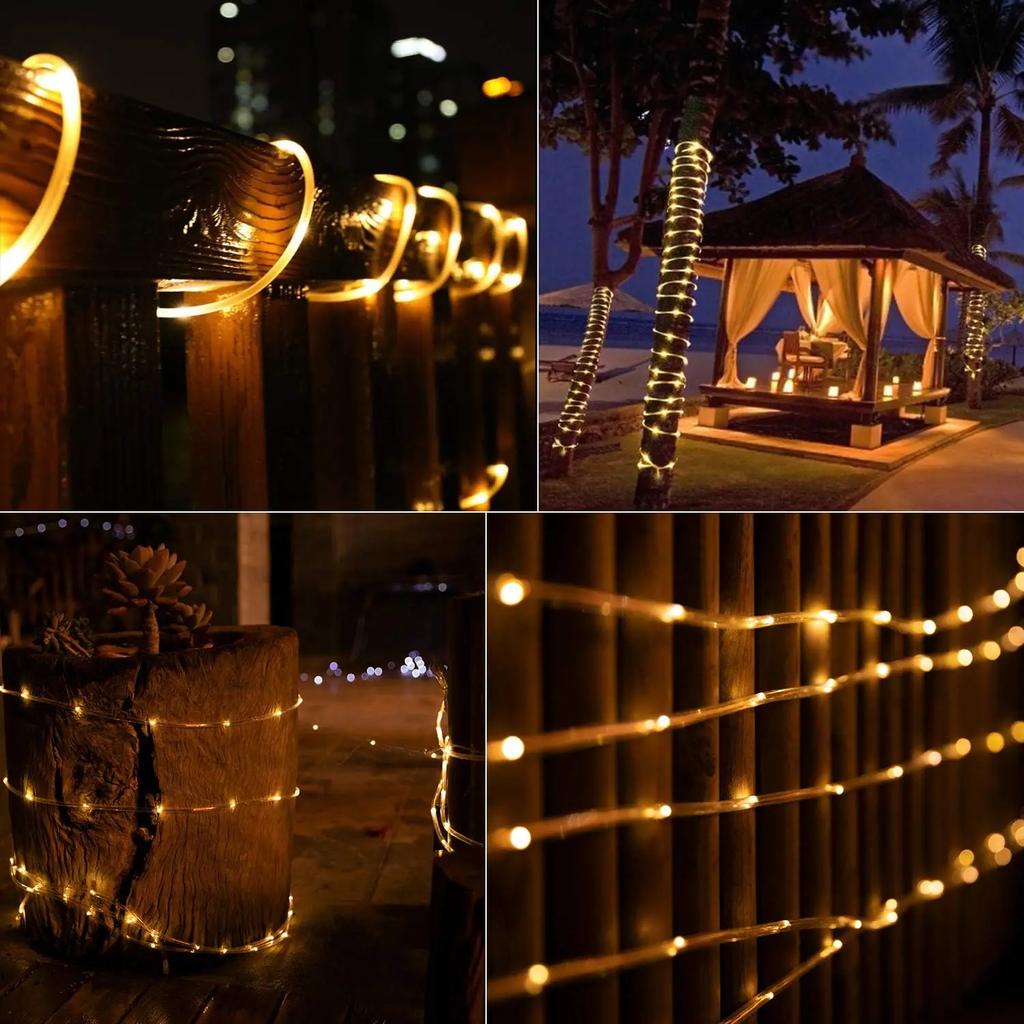 300Led Christmas Outdoor Solar Tube Rope Led Light Garden Decoration Xmas Wedding Garland Waterproof String Lights Fairy Strip
