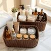 Durable Woven Storage Basket Rectangular Sundries Organization Box Picnic Basket  Living Room