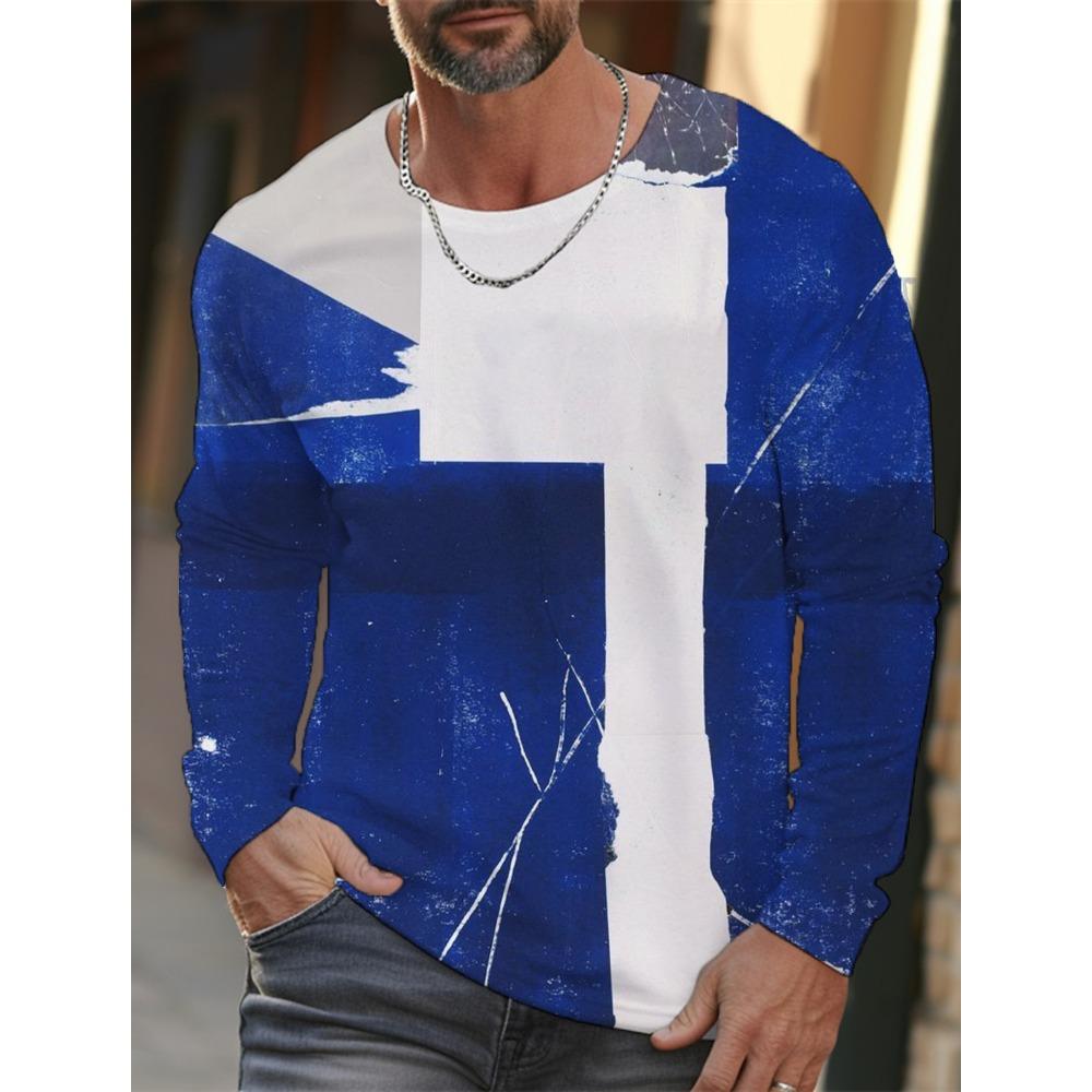 Simple Men's Sports Quick-drying Long-sleeved T-shirt 3D Printing New Sports Men's Autumn Casual Round Neck Men's Clothing Tops