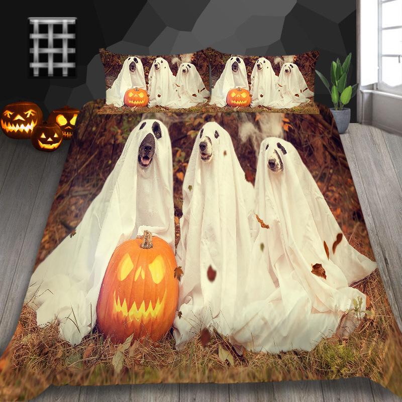 Halloween Decorative Quilt Cover Pillowcase Two Or Three-Piece Set Polyester 3D Digital Printing