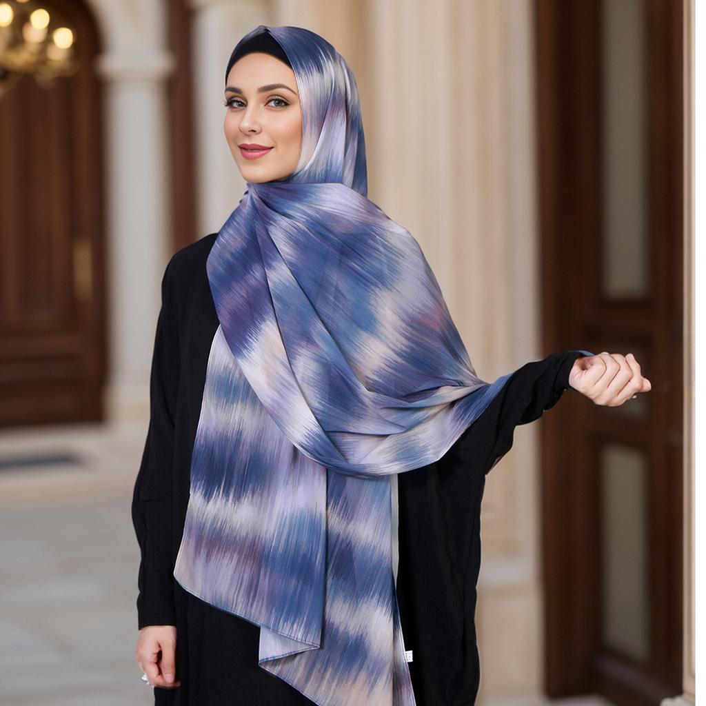 New Printed Chiffon Hijab Scarf For Women Muslim Headscarf Wraps Veils Islamic Turban Niqab Tie-dyed Headband Muslim Hijab Shawl