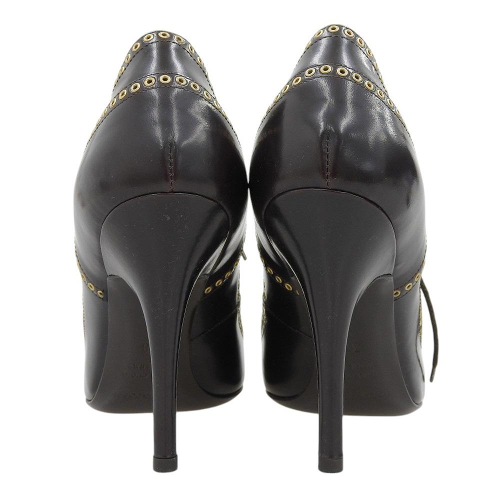 Sergio Rossi Beautiful Leather Lace-up Round Toe Heel Pumps for Women, Brown, Size 38 Shoes 38 BrownUsed