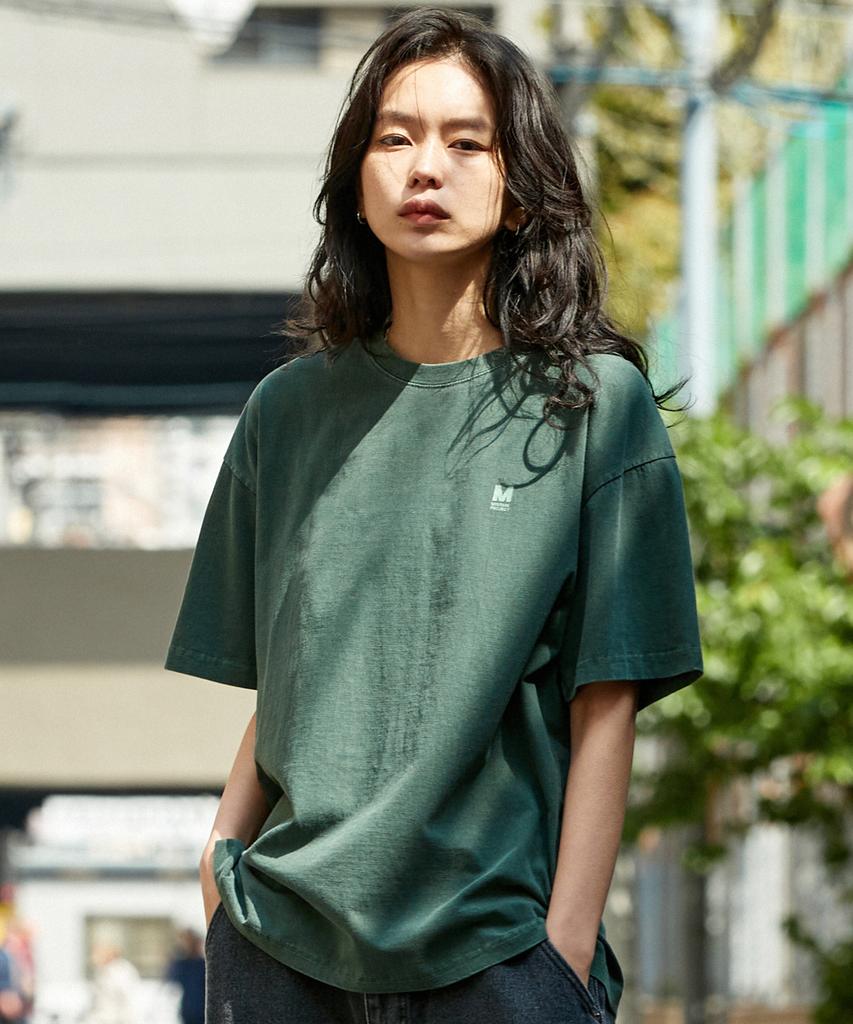 MINIMALPROJECT Pigment Small Logo Oversized Short Sleeve T-Shirt Mst145 [Blue Green]