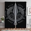 Vikings Odins Ravens Muninn Kitchen Curtains for Living Room Partition Blackout Curtain for Room 2 Panel Halloween Decoration