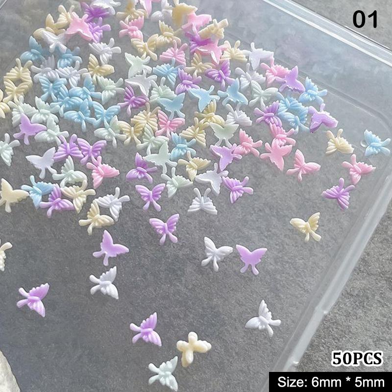 50Pcs Crystal Rhinestones Nail Art Sparkle Butterfly Shapes Charms Jewelry for Luxury 3D Nail Design Accessories
