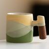 Creative Ceramic Coffee Mug Wood Handle Microwave Dishwasher Safe Coffee Cup Handmade 70ML Water Cup Milk Cocoa Hot Tea