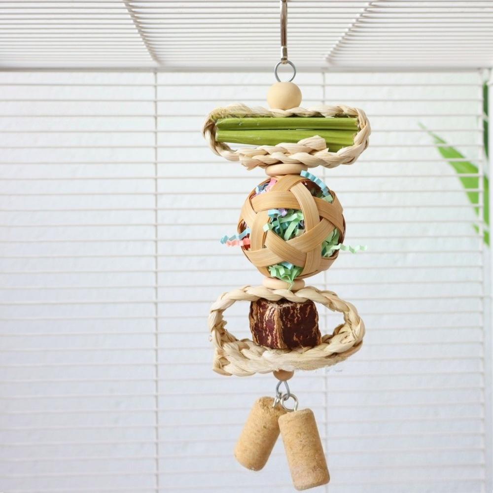 1pc Parrot Toy Papaya Stem Pine Cone Cork Corn Husk Tetrapanax Papyrus Ball Star Fruit Pull-Apart Food for Birds to Chew On, a Holiday Gift